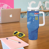Tuvalu Heritage Tumbler With Handle Map of the Islands and Polynesia Pattern