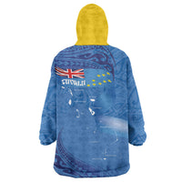 Tuvalu Heritage Wearable Blanket Hoodie Map of the Islands and Polynesia Pattern