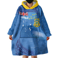 Tuvalu Heritage Wearable Blanket Hoodie Map of the Islands and Polynesia Pattern
