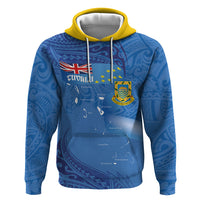 Tuvalu Heritage Zip Hoodie Map of the Islands and Polynesia Pattern