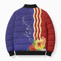 Kiribati Heritage Bomber Puffer Jacket Map of the Islands and Polynesia Pattern
