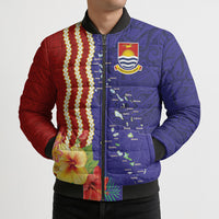 Kiribati Heritage Bomber Puffer Jacket Map of the Islands and Polynesia Pattern