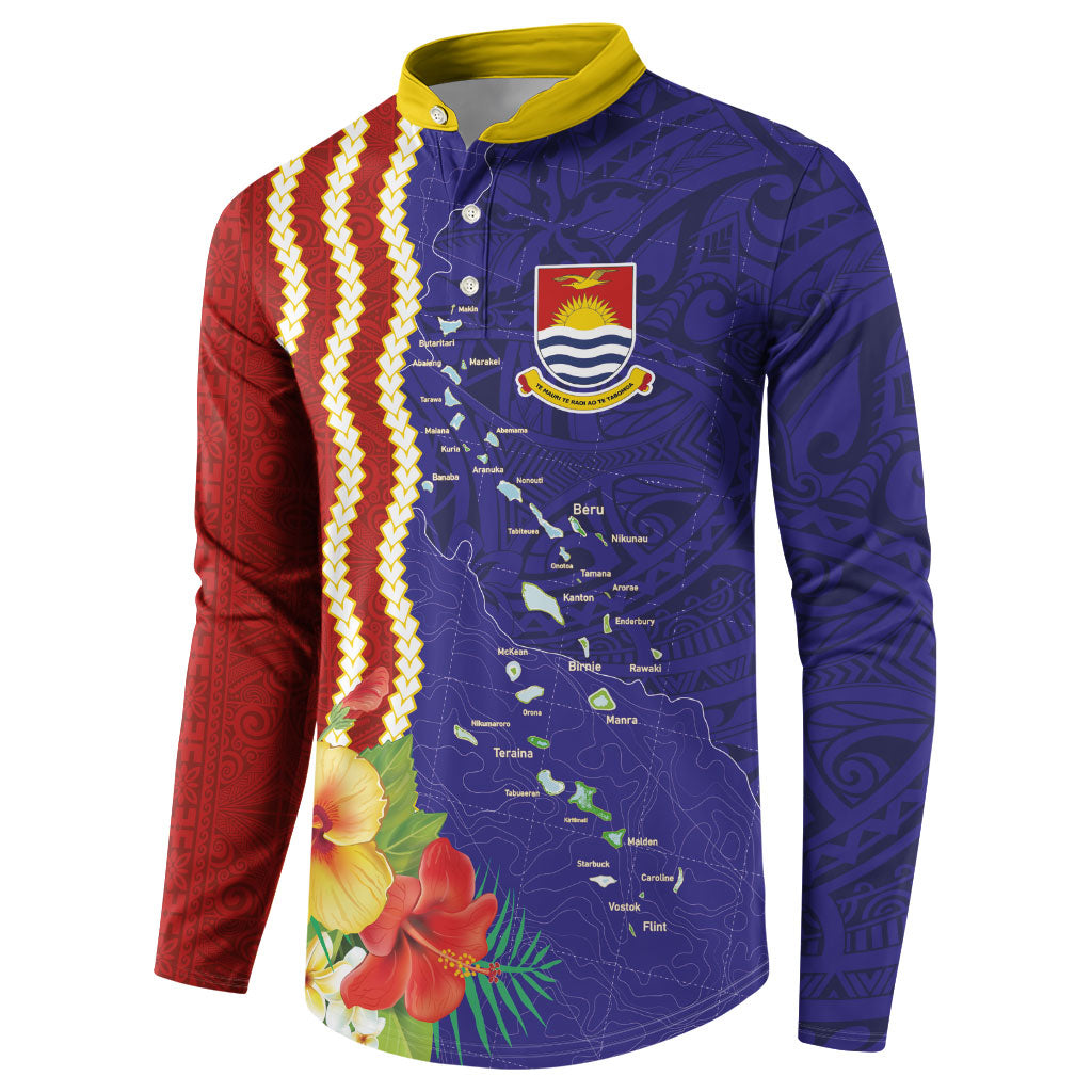Kiribati Heritage Button Sweatshirt Map of the Islands and Polynesia Pattern