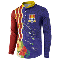 Kiribati Heritage Button Sweatshirt Map of the Islands and Polynesia Pattern