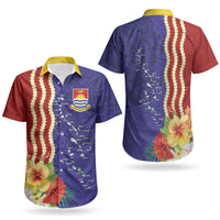 Kiribati Heritage Couples Matching Off Shoulder Maxi Dress and Hawaiian Shirt Map of the Islands and Polynesia Pattern