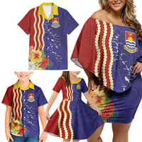 Kiribati Heritage Family Matching Off Shoulder Short Dress and Hawaiian Shirt Map of the Islands and Polynesia Pattern