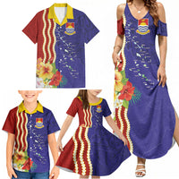 Kiribati Heritage Family Matching Summer Maxi Dress and Hawaiian Shirt Map of the Islands and Polynesia Pattern