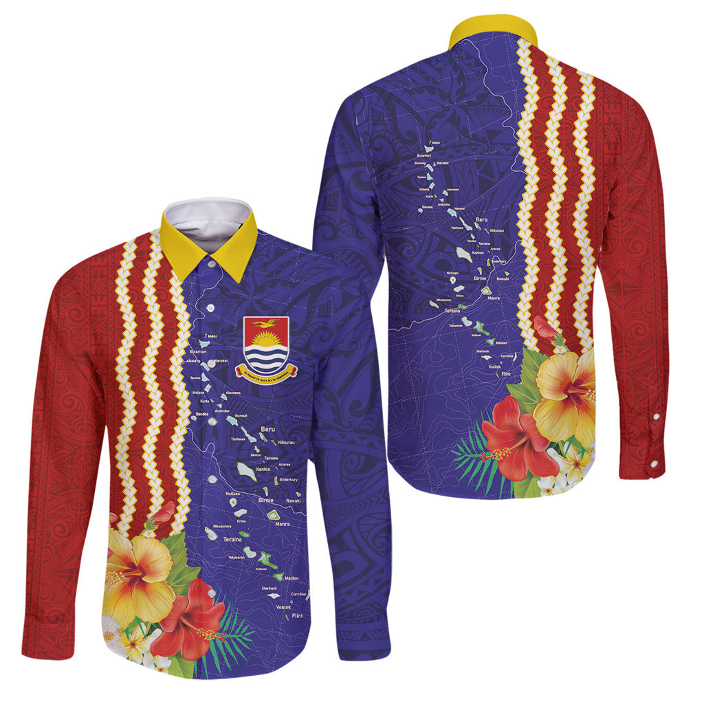 Kiribati Heritage Family Matching Summer Maxi Dress and Hawaiian Shirt Map of the Islands and Polynesia Pattern
