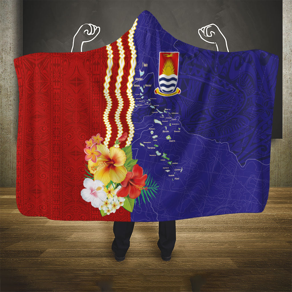 Kiribati Heritage Hooded Blanket Map of the Islands and Polynesia Pattern