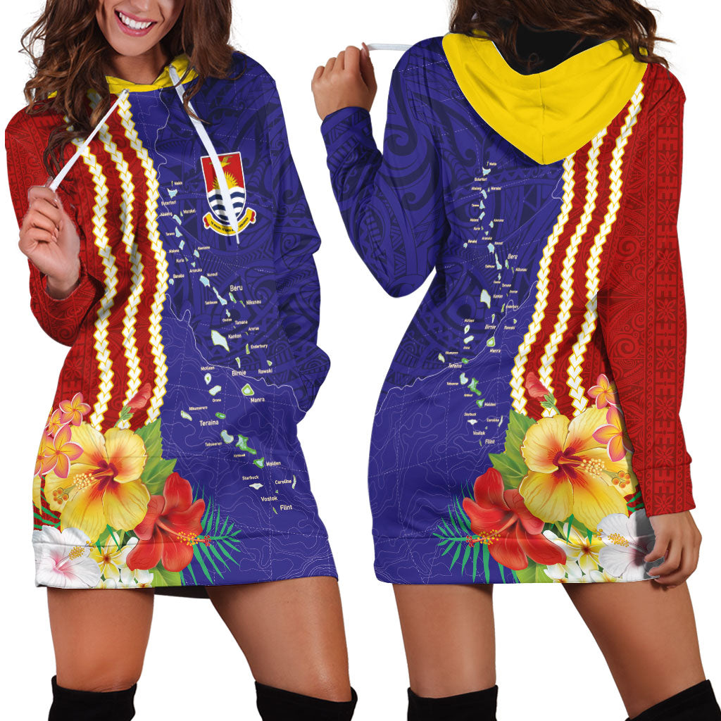 Kiribati Heritage Hoodie Dress Map of the Islands and Polynesia Pattern