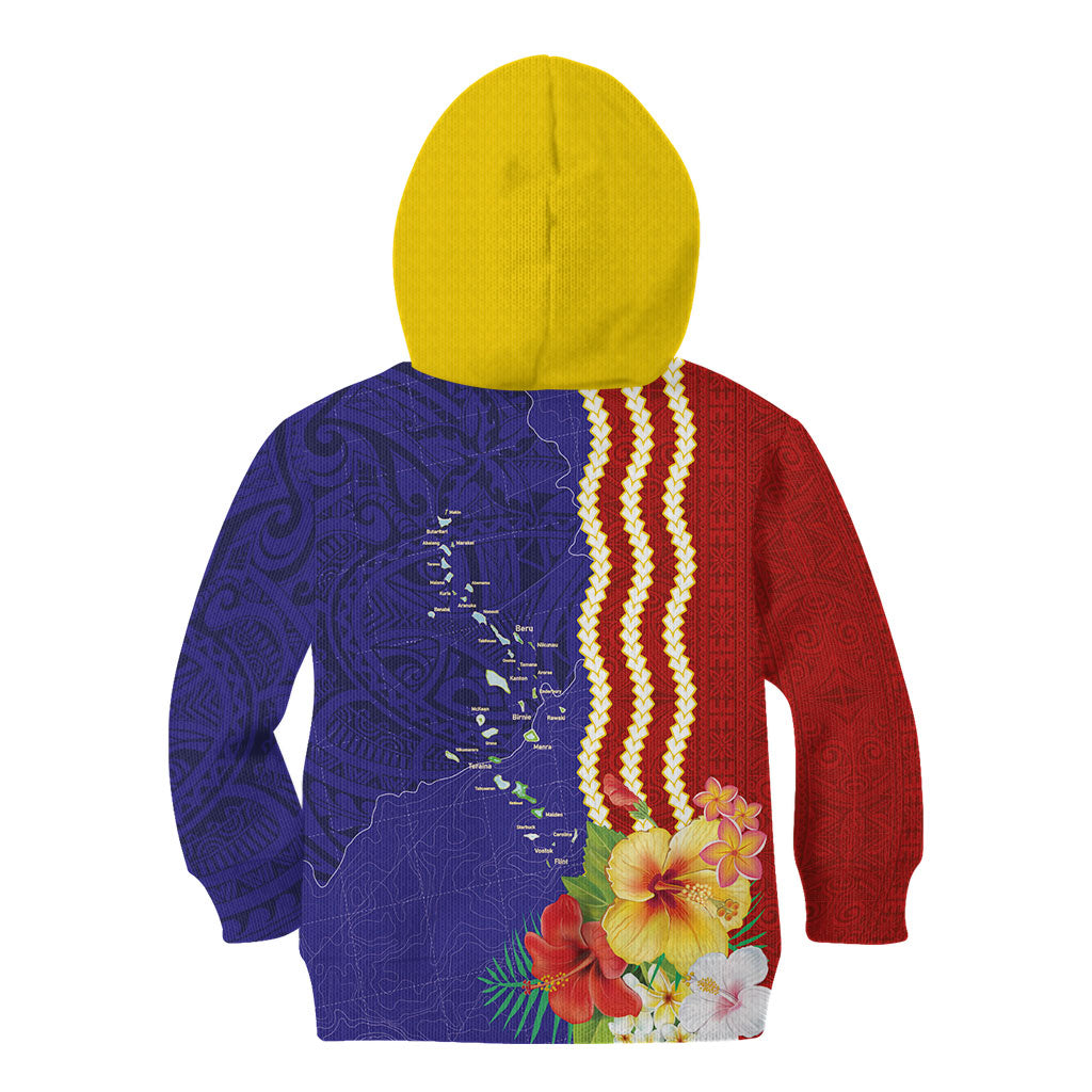 Kiribati Heritage Kid Hoodie Map of the Islands and Polynesia Pattern