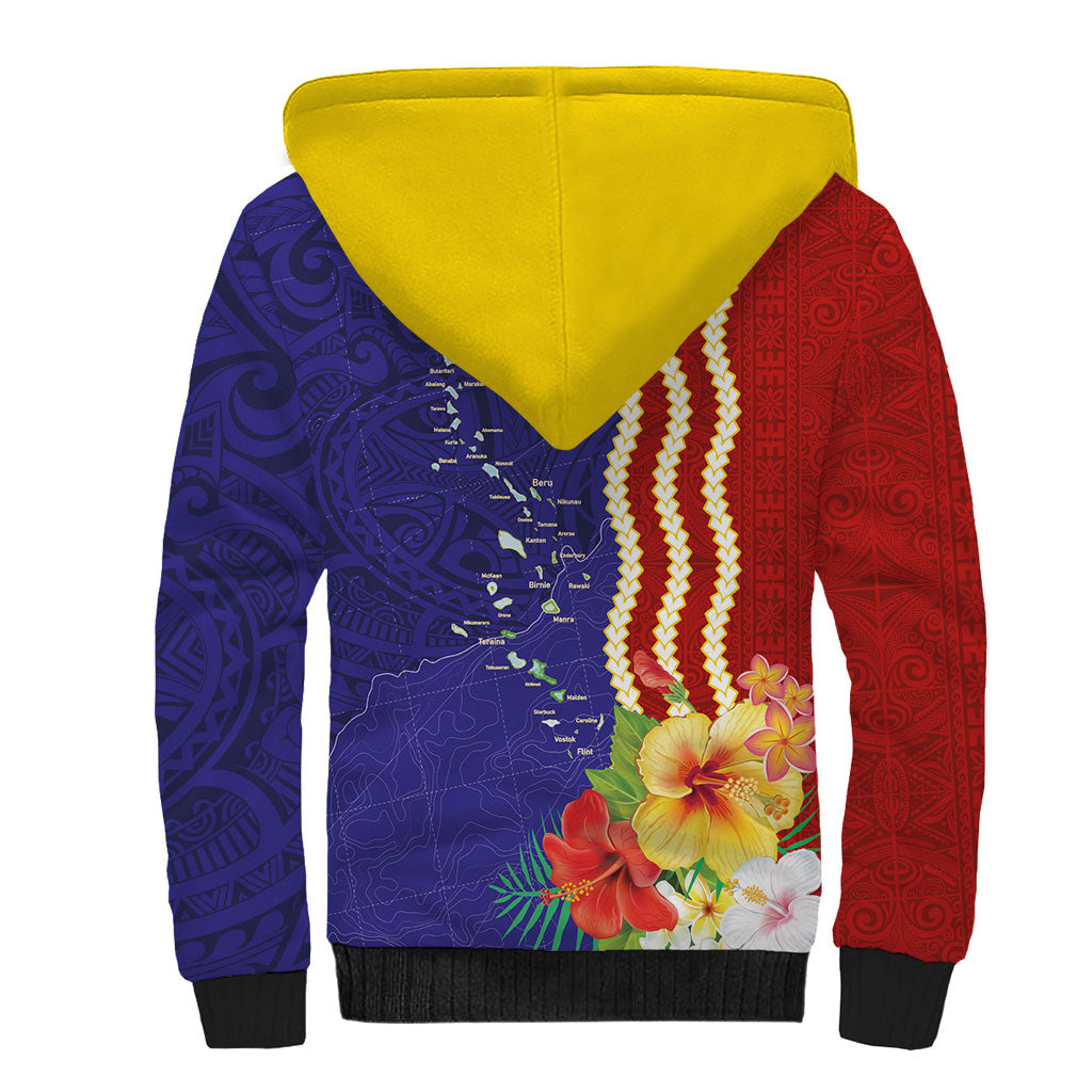 Kiribati Heritage Sherpa Hoodie Map of the Islands and Polynesia Pattern