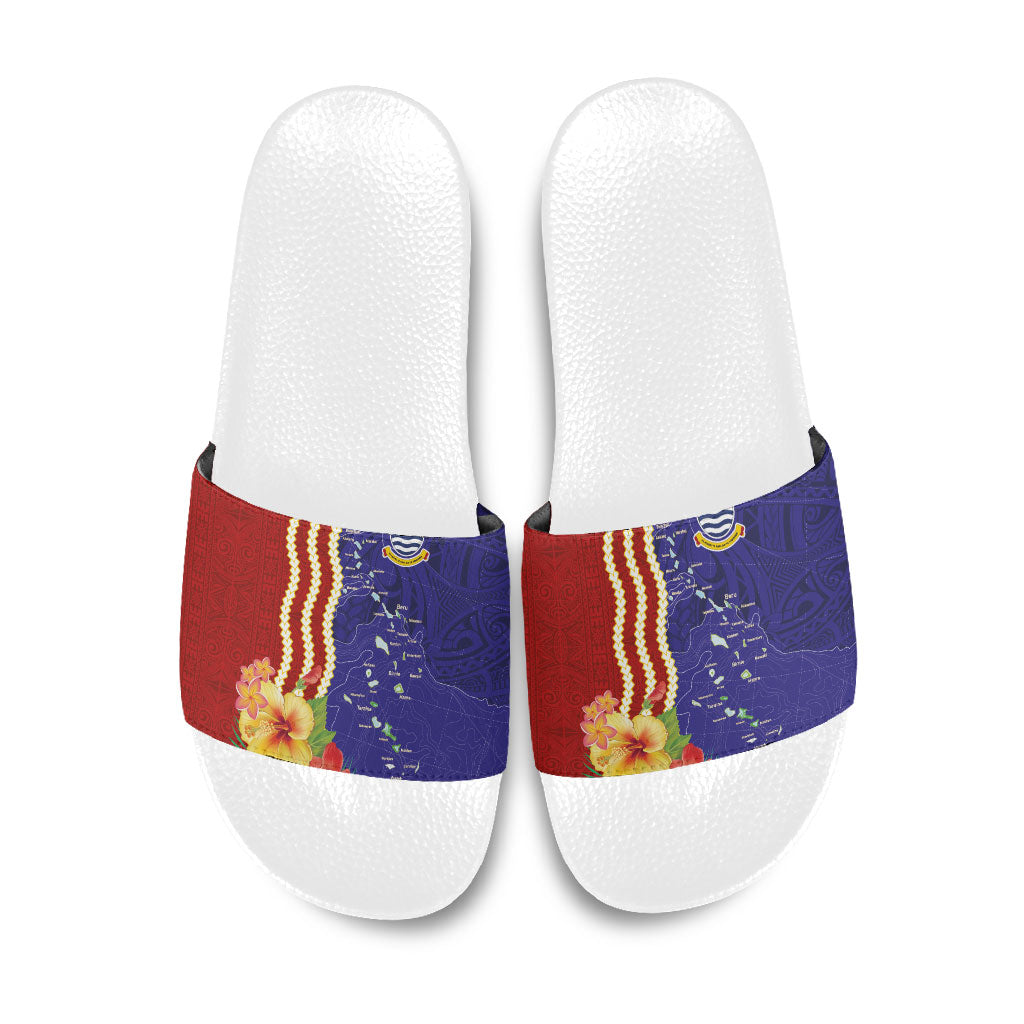 Kiribati Heritage Slide Sandals Map of the Islands and Polynesia Pattern