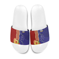 Kiribati Heritage Slide Sandals Map of the Islands and Polynesia Pattern