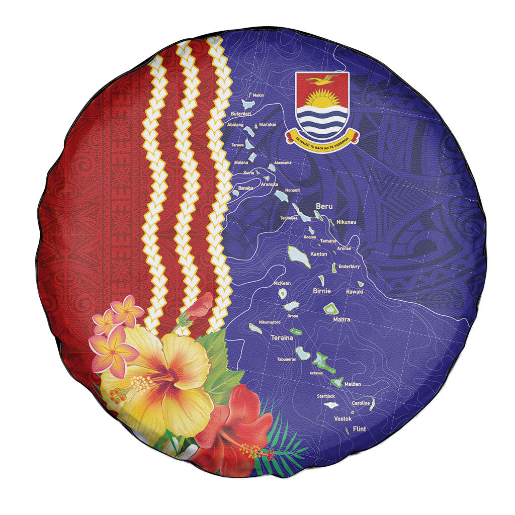 Kiribati Heritage Spare Tire Cover Map of the Islands and Polynesia Pattern