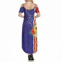 Kiribati Heritage Summer Maxi Dress Map of the Islands and Polynesia Pattern