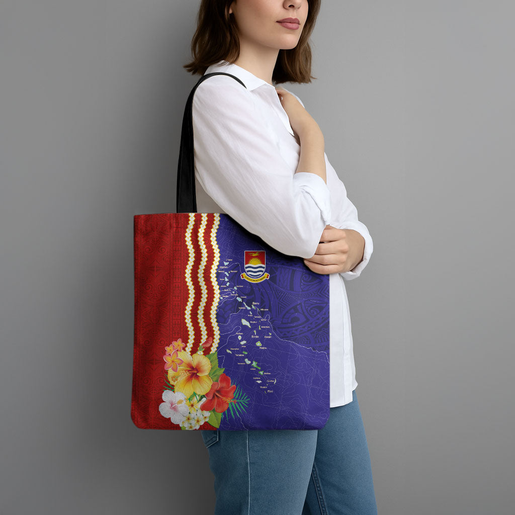 Kiribati Heritage Tote Bag Map of the Islands and Polynesia Pattern