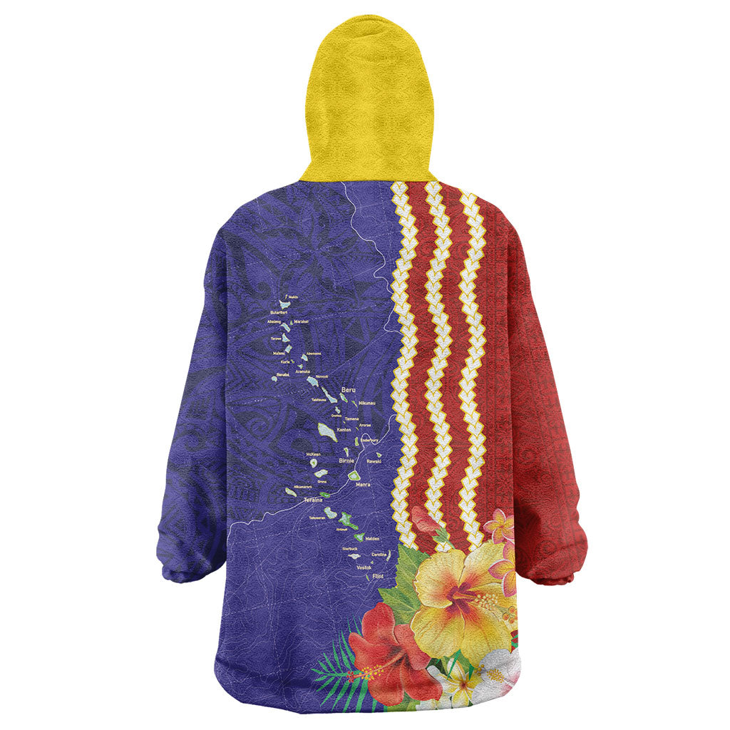 Kiribati Heritage Wearable Blanket Hoodie Map of the Islands and Polynesia Pattern