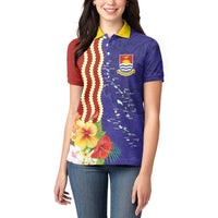 Kiribati Heritage Women Polo Shirt Map of the Islands and Polynesia Pattern