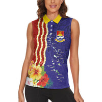 Kiribati Heritage Women Sleeveless Polo Shirt Map of the Islands and Polynesia Pattern