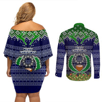 pohnpei-state-christmas-couples-matching-off-shoulder-short-dress-and-long-sleeve-button-shirts-coat-of-arms-beautiful-merry-xmas-snowflake