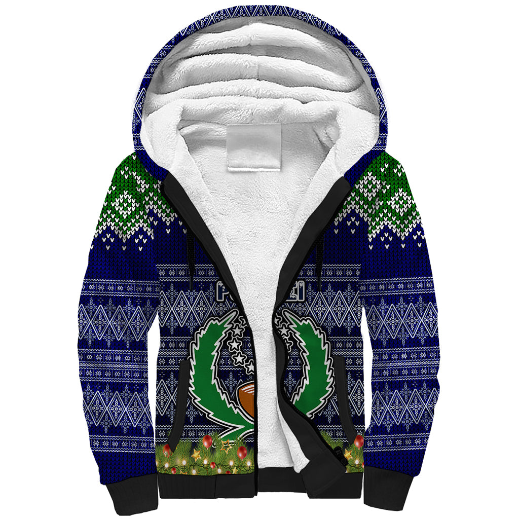 pohnpei-state-christmas-sherpa-hoodie-coat-of-arms-beautiful-merry-xmas-snowflake