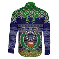 personalised-pohnpei-state-christmas-family-matching-short-sleeve-bodycon-dress-and-hawaiian-shirt-coat-of-arms-beautiful-merry-xmas-snowflake