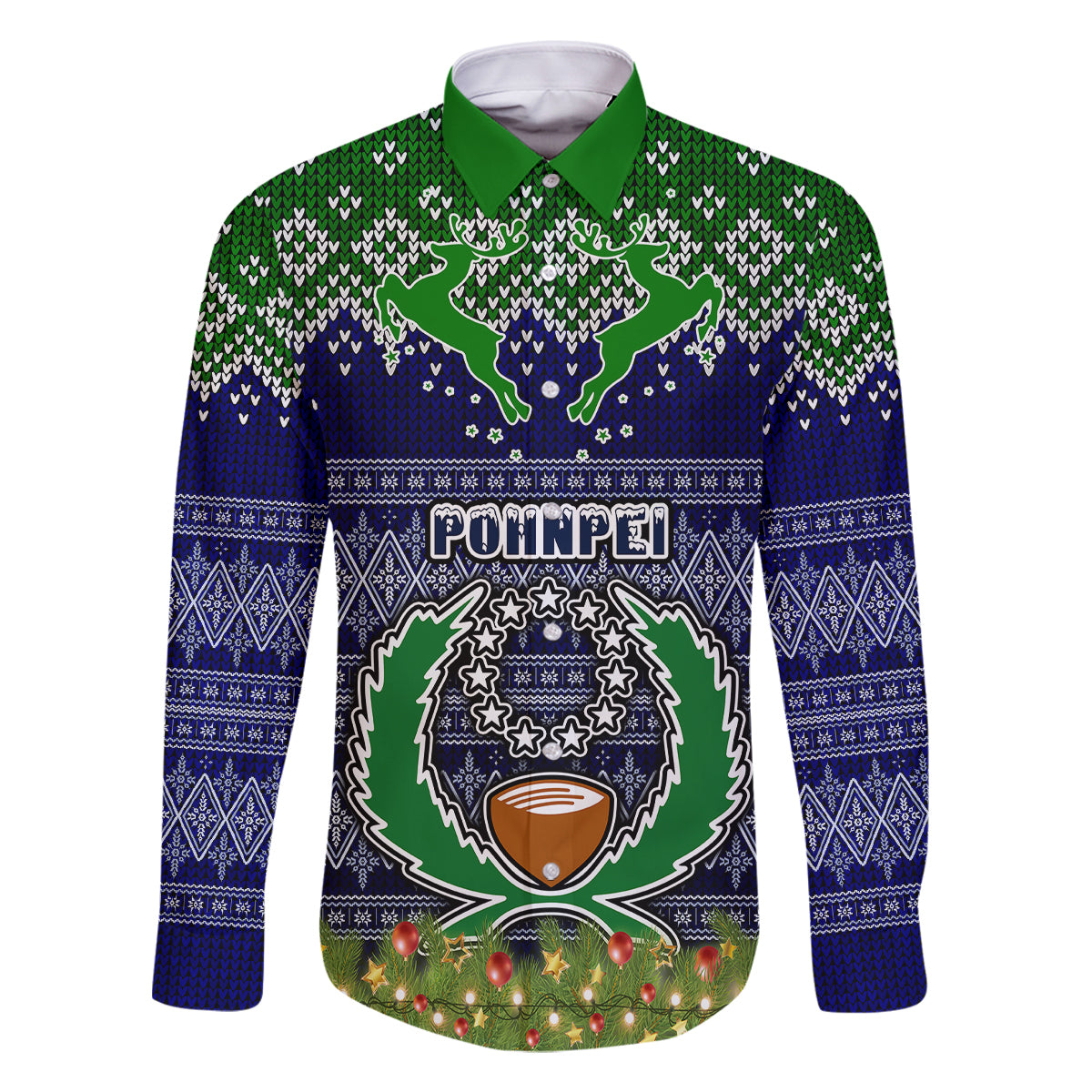 personalised-pohnpei-state-christmas-family-matching-tank-maxi-dress-and-hawaiian-shirt-coat-of-arms-beautiful-merry-xmas-snowflake