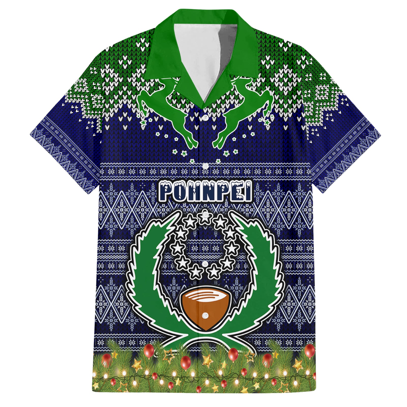 personalised-pohnpei-state-christmas-hawaiian-shirt-coat-of-arms-beautiful-merry-xmas-snowflake