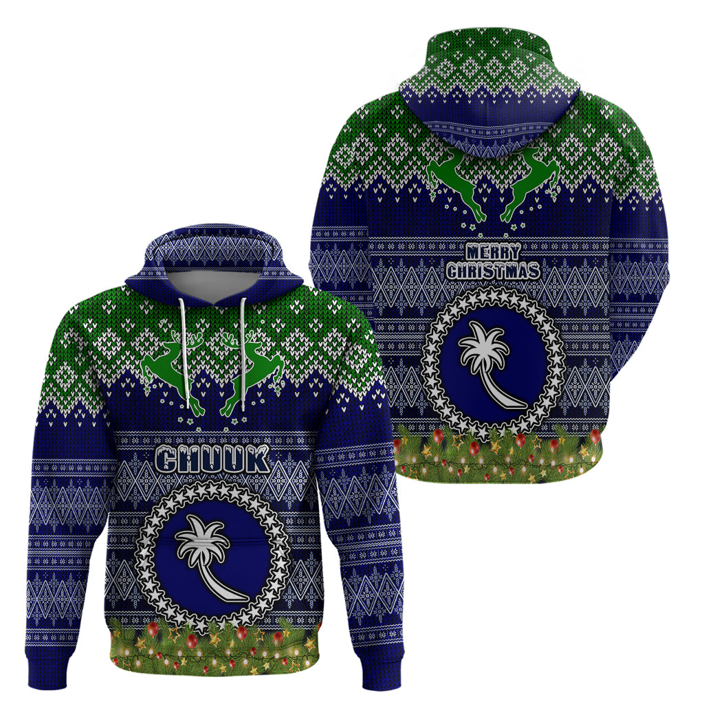 Chuuk State Christmas Hoodie Coat of Arms Beautiful Merry Xmas Snowflake LT03 - Polynesian Pride
