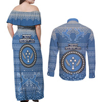 kosrae-christmas-couples-matching-off-shoulder-maxi-dress-and-long-sleeve-button-shirts-coat-of-arms-beautiful-merry-xmas-snowflake
