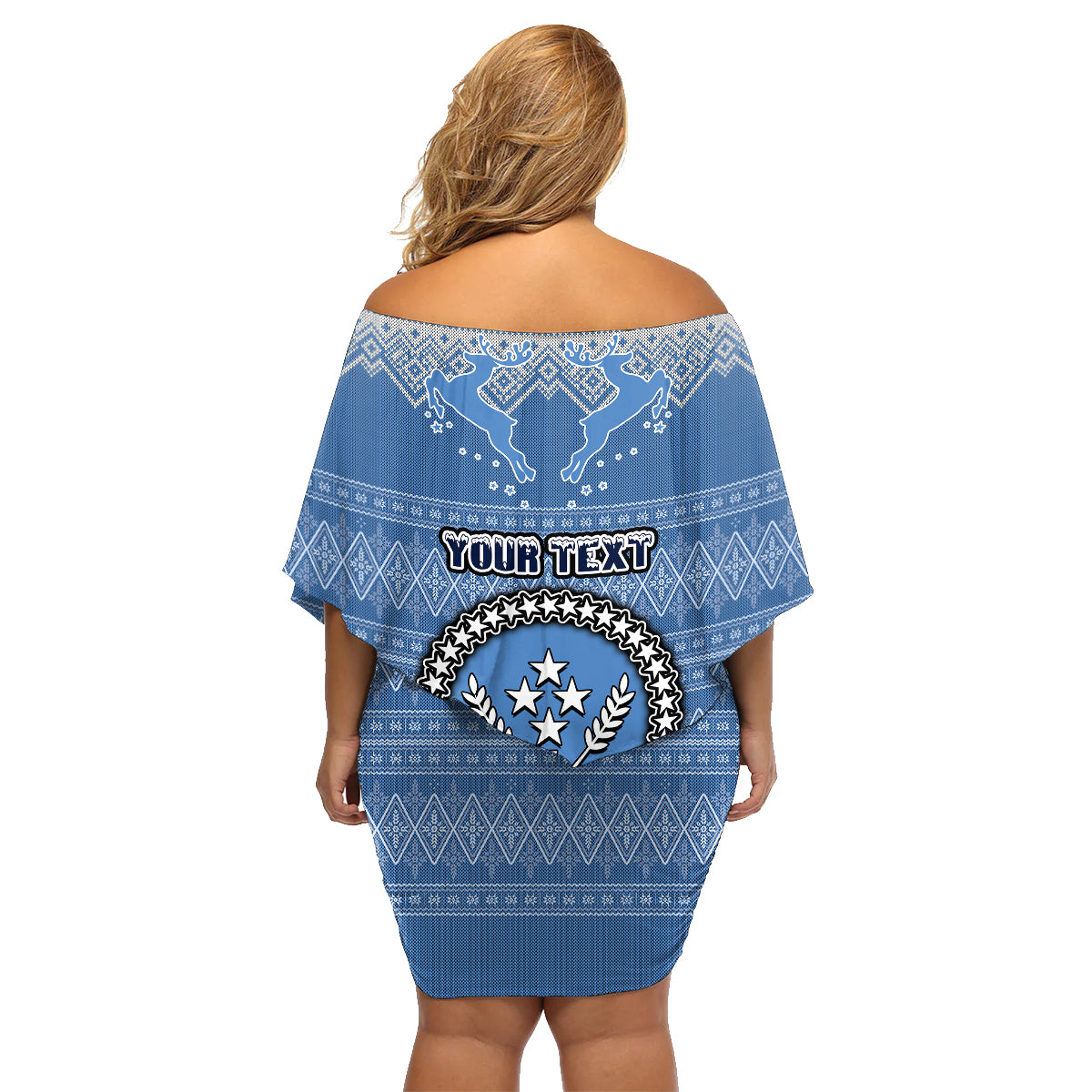 personalised-kosrae-christmas-family-matching-off-shoulder-short-dress-and-hawaiian-shirt-coat-of-arms-beautiful-merry-xmas-snowflake