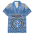 Personalised Kosrae Christmas Family Matching Puletasi Dress and Hawaiian Shirt Coat of Arms Beautiful Merry Xmas Snowflake LT03 Dad's Shirt - Short Sleeve Blue - Polynesian Pride