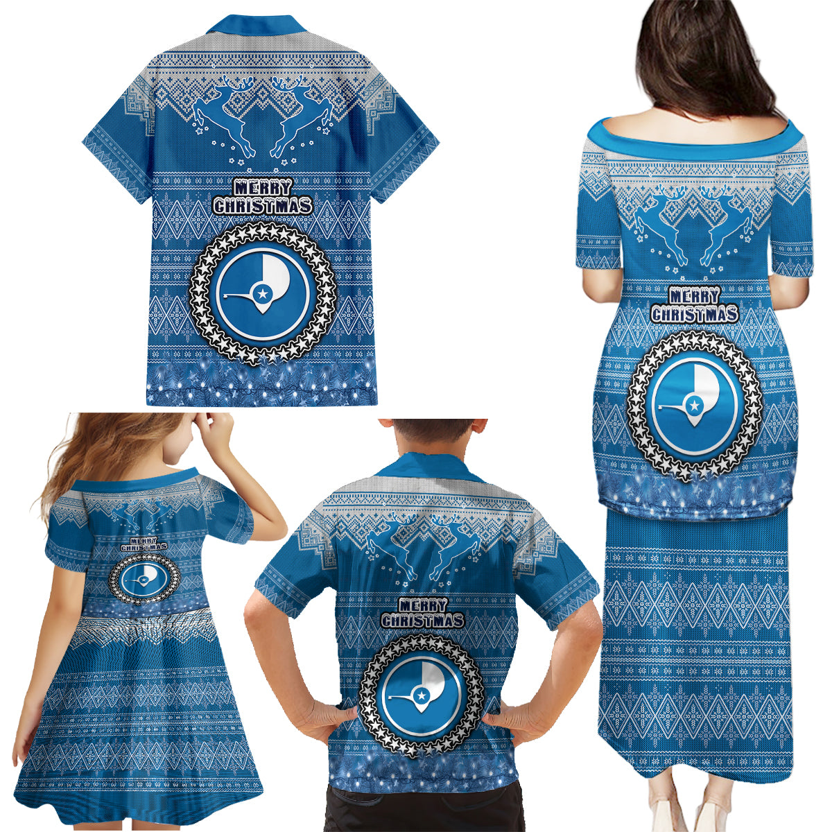 yap-christmas-family-matching-puletasi-dress-and-hawaiian-shirt-coat-of-arms-beautiful-merry-xmas-snowflake