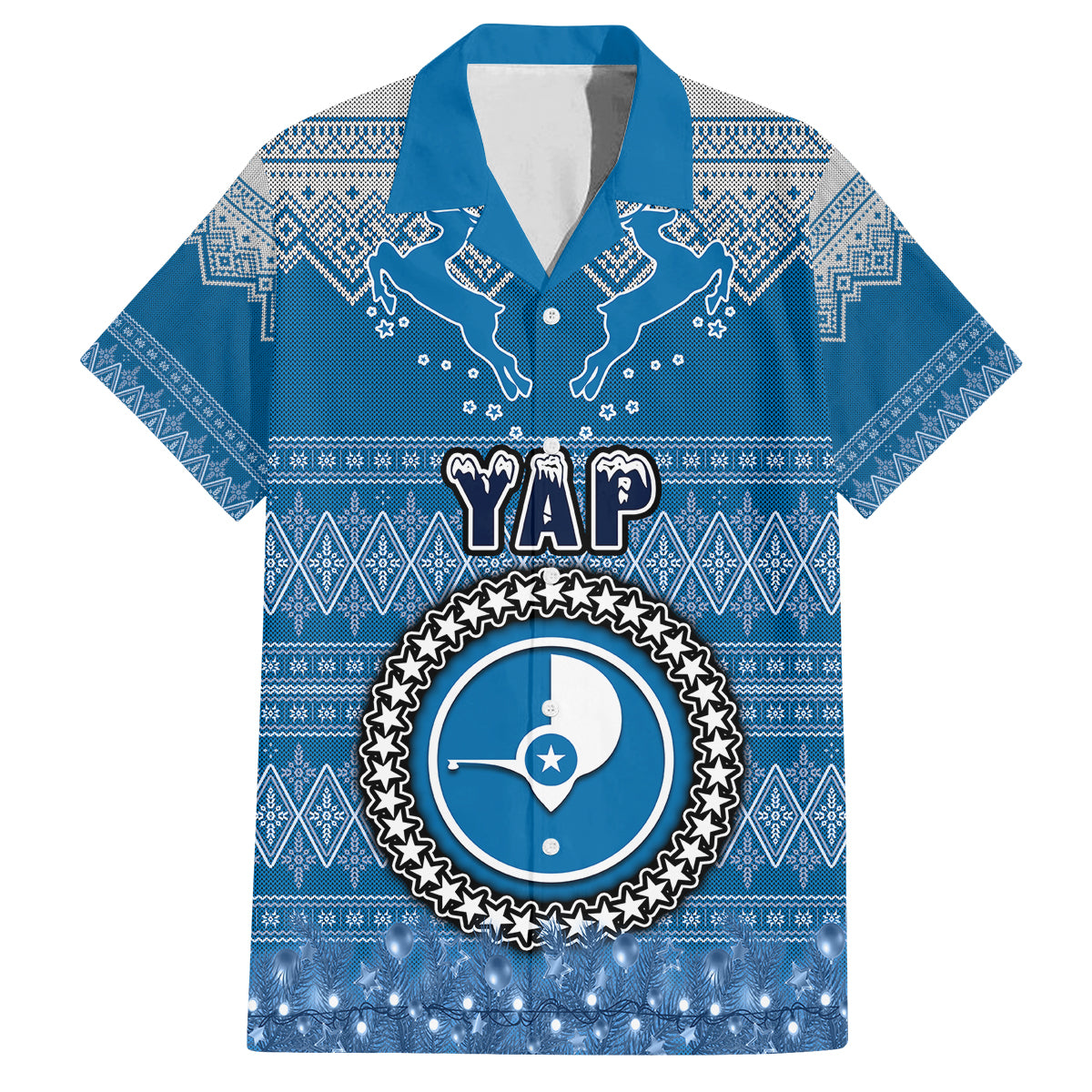 yap-christmas-family-matching-puletasi-dress-and-hawaiian-shirt-coat-of-arms-beautiful-merry-xmas-snowflake