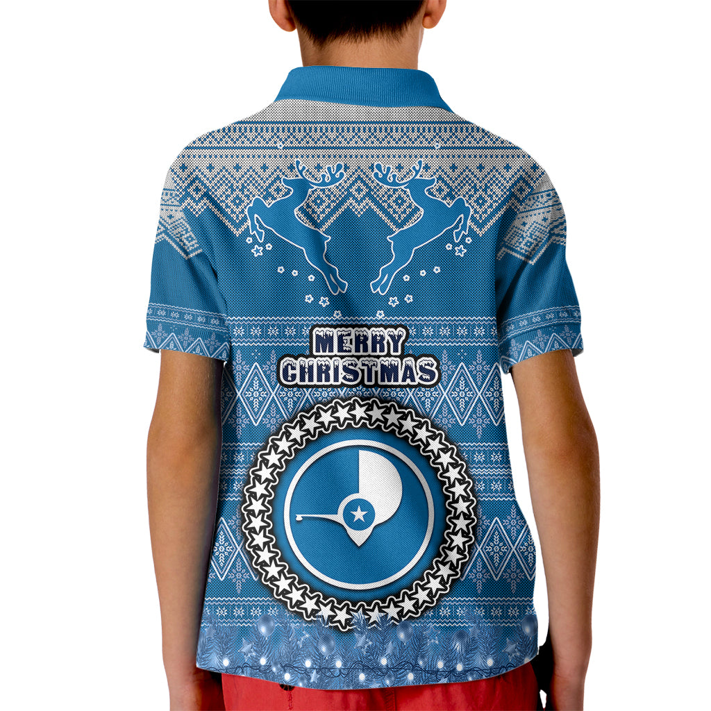 Yap Christmas Kid Polo Shirt Coat of Arms Beautiful Merry Xmas Snowflake LT03 - Polynesian Pride