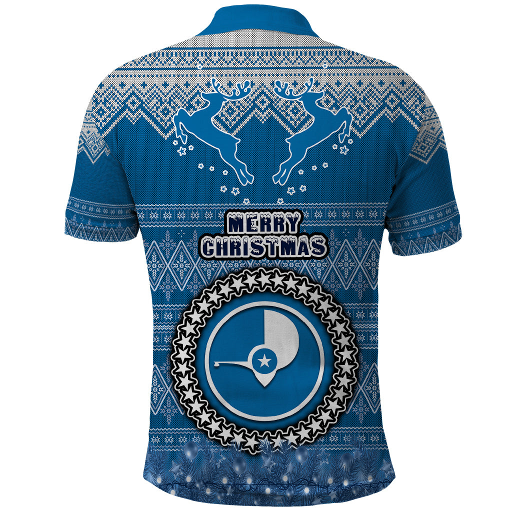 Yap Christmas Polo Shirt Coat of Arms Beautiful Merry Xmas Snowflake LT03 - Polynesian Pride