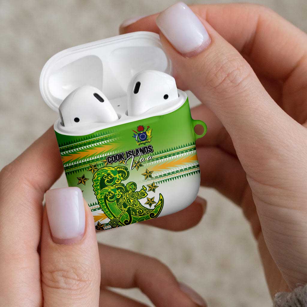 Cook Islands Va'a Race AirPods Case Te Tatau Tattoos Sporty Style Green-White Color - Polynesian Pride