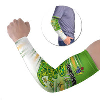 Personalised Cook Islands Va'a Race Arm Sleeves Te Tatau Tattoos Sporty Style Green-White Color - Polynesian Pride
