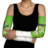 Personalised Cook Islands Va'a Race Arm Sleeves Te Tatau Tattoos Sporty Style Green-White Color - Polynesian Pride