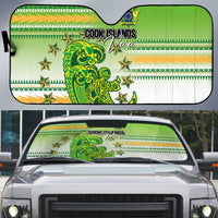 Cook Islands Va'a Race Auto Sun Shade Te Tatau Tattoos Sporty Style Green-White Color - Polynesian Pride