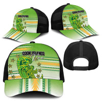 Cook Islands Va'a Race Baseball Net Cap Te Tatau Tattoos Sporty Style Green-White Color - Polynesian Pride