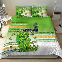 Cook Islands Va'a Race Bedding Set Te Tatau Tattoos Sporty Style Green-White Color - Polynesian Pride