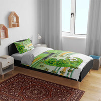 Cook Islands Va'a Race Bedding Set Te Tatau Tattoos Sporty Style Green-White Color - Polynesian Pride