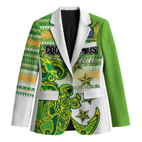Personalised Cook Islands Va'a Race Blazer Te Tatau Tattoos Sporty Style Green-White Color - Polynesian Pride