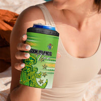 Personalised Cook Islands Va'a Race 4 in 1 Can Cooler Tumbler Te Tatau Tattoos Sporty Style Green-White Color - Polynesian Pride