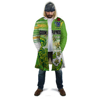 Personalised Cook Islands Va'a Race Cloak Te Tatau Tattoos Sporty Style Green-White Color - Polynesian Pride