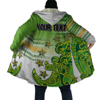 Personalised Cook Islands Va'a Race Cloak Te Tatau Tattoos Sporty Style Green-White Color - Polynesian Pride