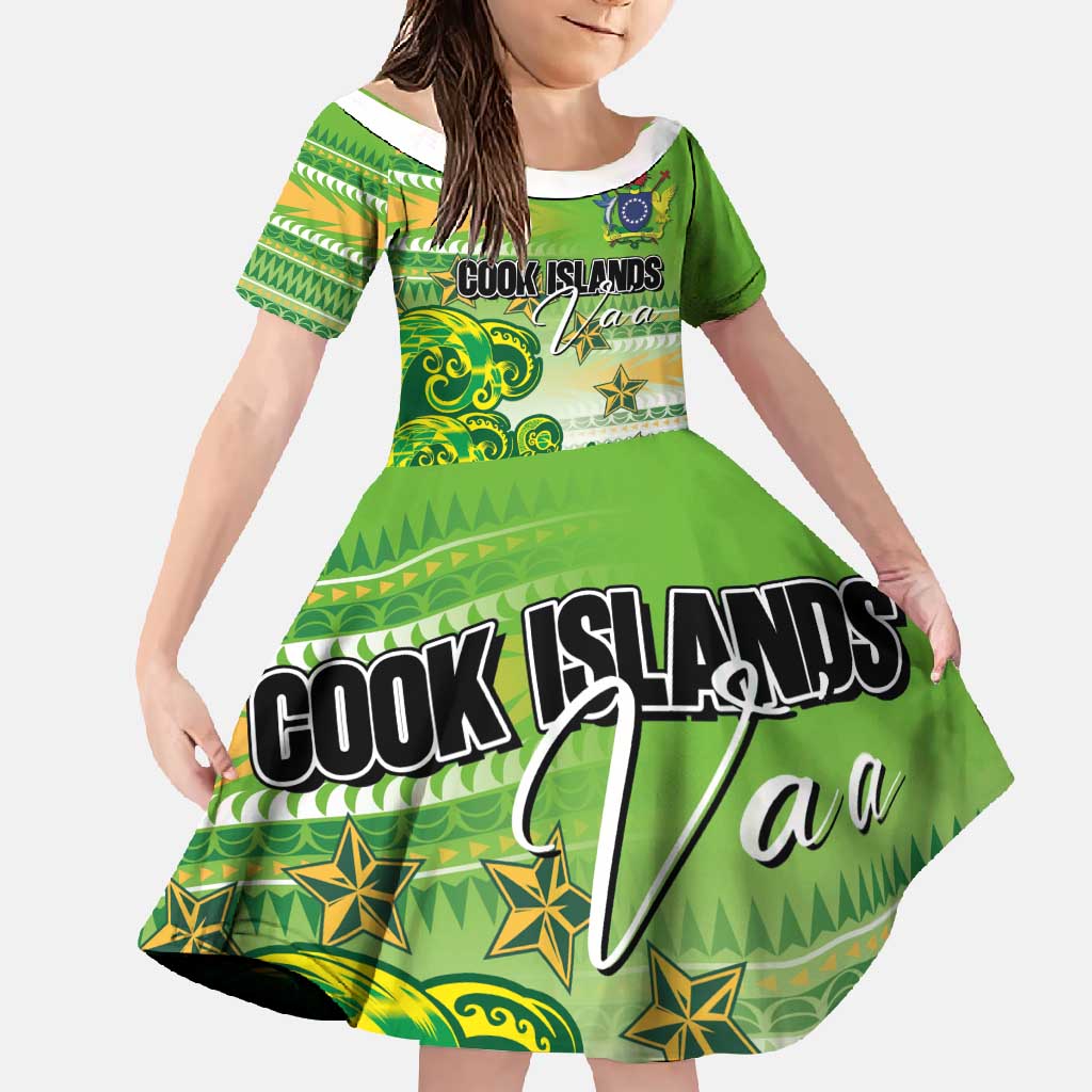 Personalised Cook Islands Va'a Race Family Matching Long Sleeve Bodycon Dress and Hawaiian Shirt Te Tatau Tattoos Sporty Style Green-White Color - Polynesian Pride