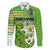 Personalised Cook Islands Va'a Race Family Matching Long Sleeve Bodycon Dress and Hawaiian Shirt Te Tatau Tattoos Sporty Style Green-White Color - Polynesian Pride